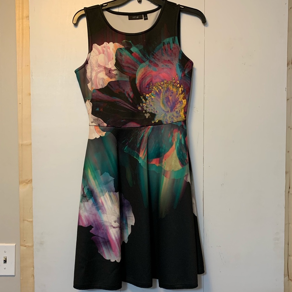 Small Vibrant Black Fit & Flare Dress w/ Pockets